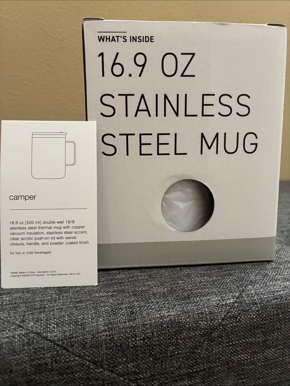 Stainless Steel 16.9 oz Camper Mug - White New In Box